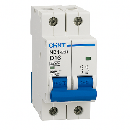 MCB 2 pole 16A type D 10kA