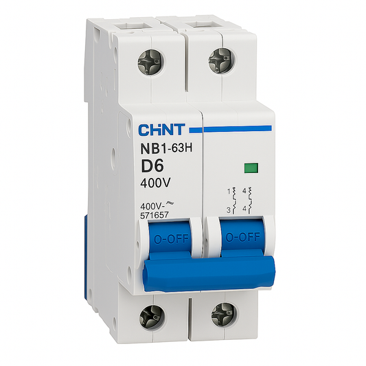 MCB 2 pole 6A type D 10kA