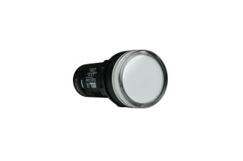 White LED lamp 22mm with test input 24V AC