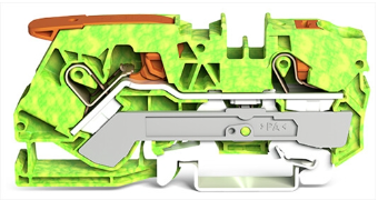 Terminal 16mm earth with lever and pushbutton (Wago) /20 per box