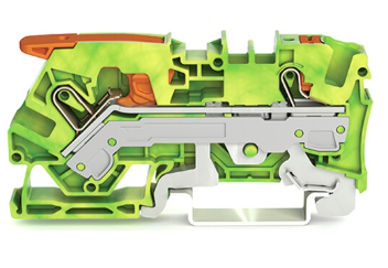 Terminal 6mm earth with lever and pushbutton (Wago) /25 per box