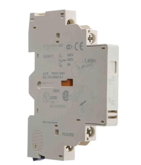 Aux contact for motor starter, 1NO + 1NC, side mount